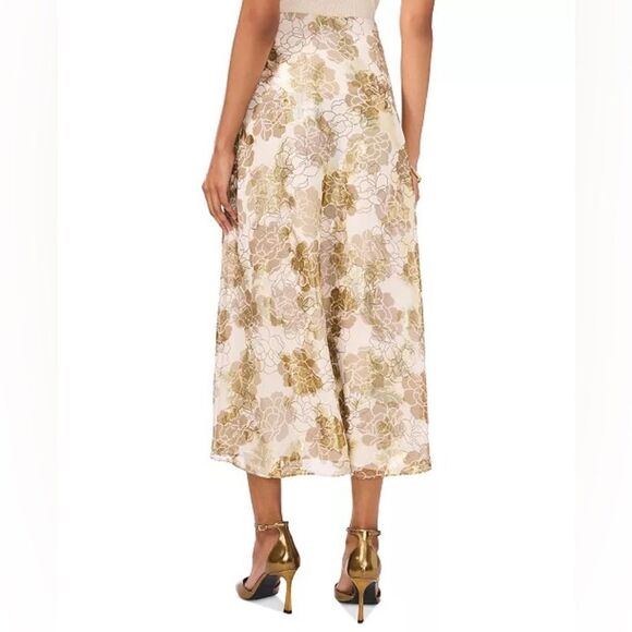NEW Vince Camuto Metallic Floral-Print Midi Skirt Floral Maxi Skirt Size S - Picture 3 of 10